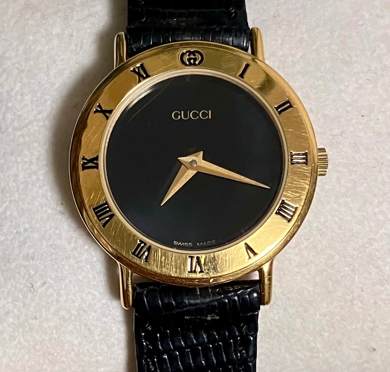 ☆稼動品☆GUCCI グッチ☆3000.2.L☆クオーツ☆ブラック文字盤☆純正  