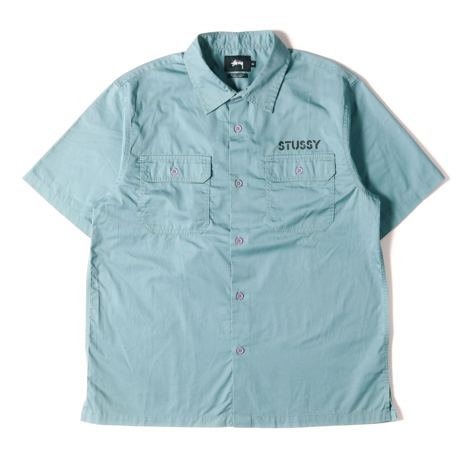 STUSSY ステューシー シャツ サイズ:M ブランドロゴ T/Cツイル ワーク ...