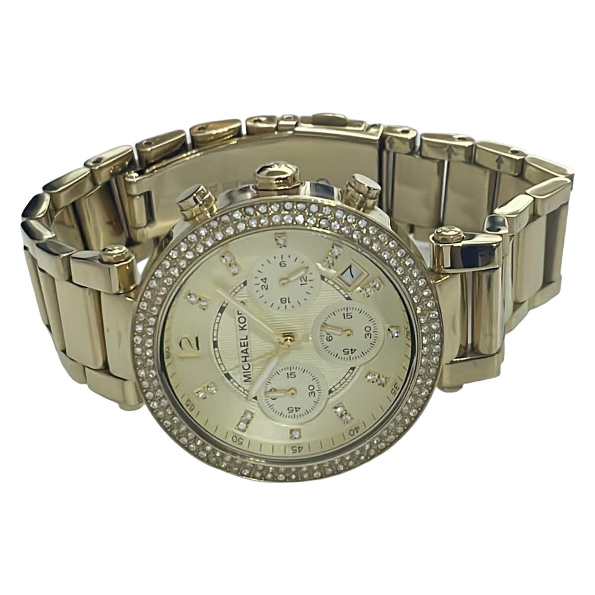 MICHAEL KORS マイケルコース 腕時計 - MK-5354 レディース クロノグラフ|ラインストーンベゼル アイボリー