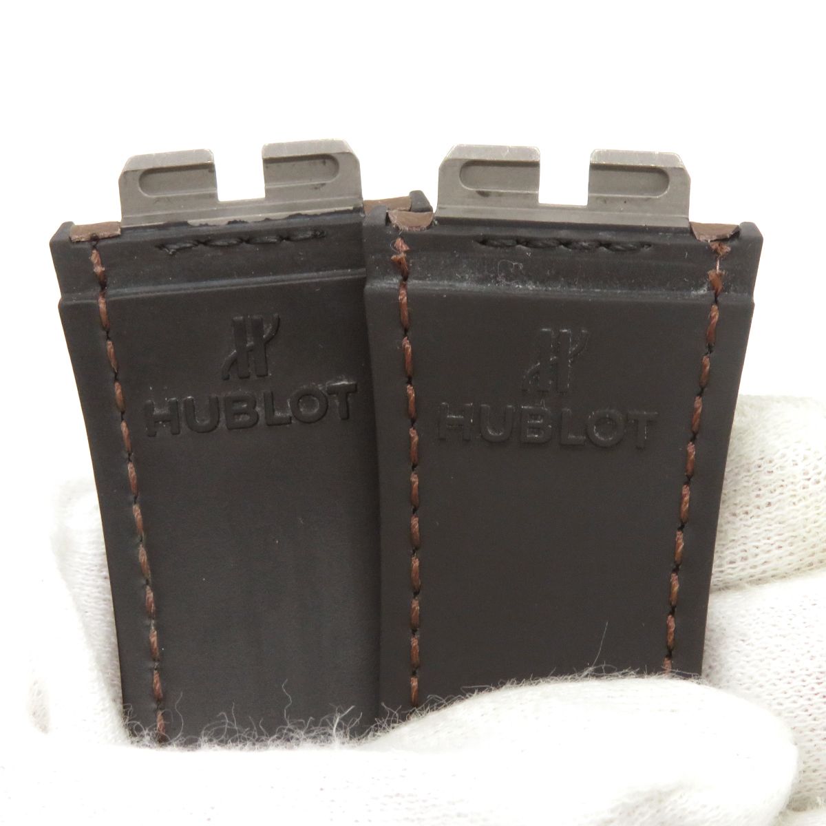 ウブロ HUBLOT 腕時計パーツ ビッグバン ウニコ 411用 レザー×ラバーバンド レザー ラバー 純正SS製バックル ブラウン 純正 ベルト SS製バックル付 交換 替え 予備 28mm ブラウン 茶 【中古】