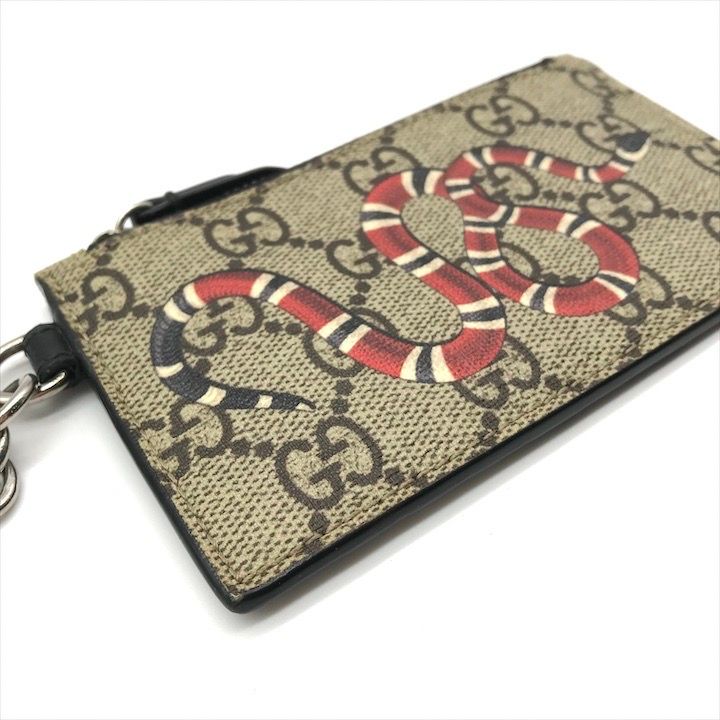 良品 GUCCI グッチ GGスプリーム シェリーライン スネーク カードケース ショルダー ポーチ a7479 GUCCI - 良品 GUCCI グッチ GGスプリーム シェリーライン スネーク