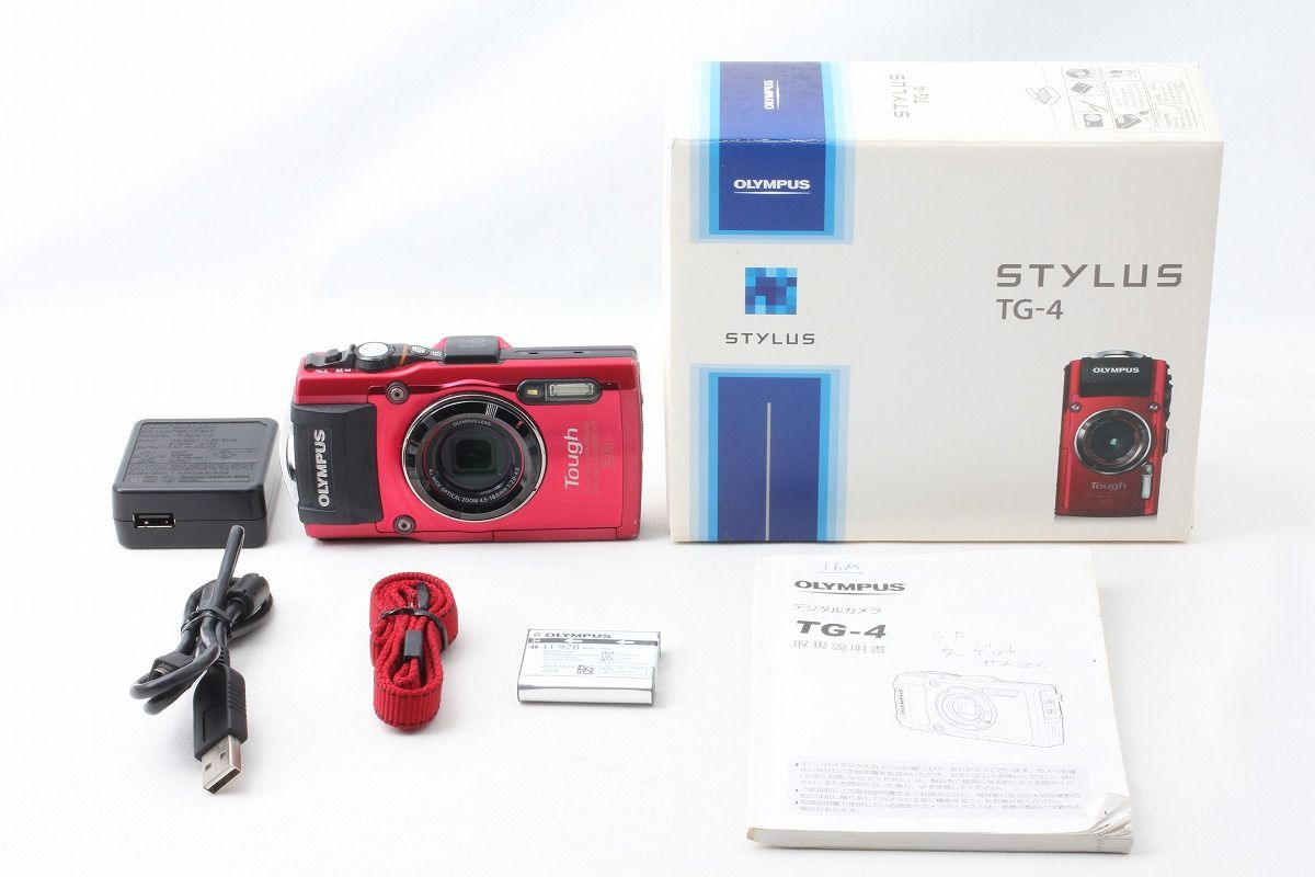 オリンパス OLYMPUS STYLUS TG-4 Tough レッド 僅か10129ショット 付属品満載 元箱 48329
