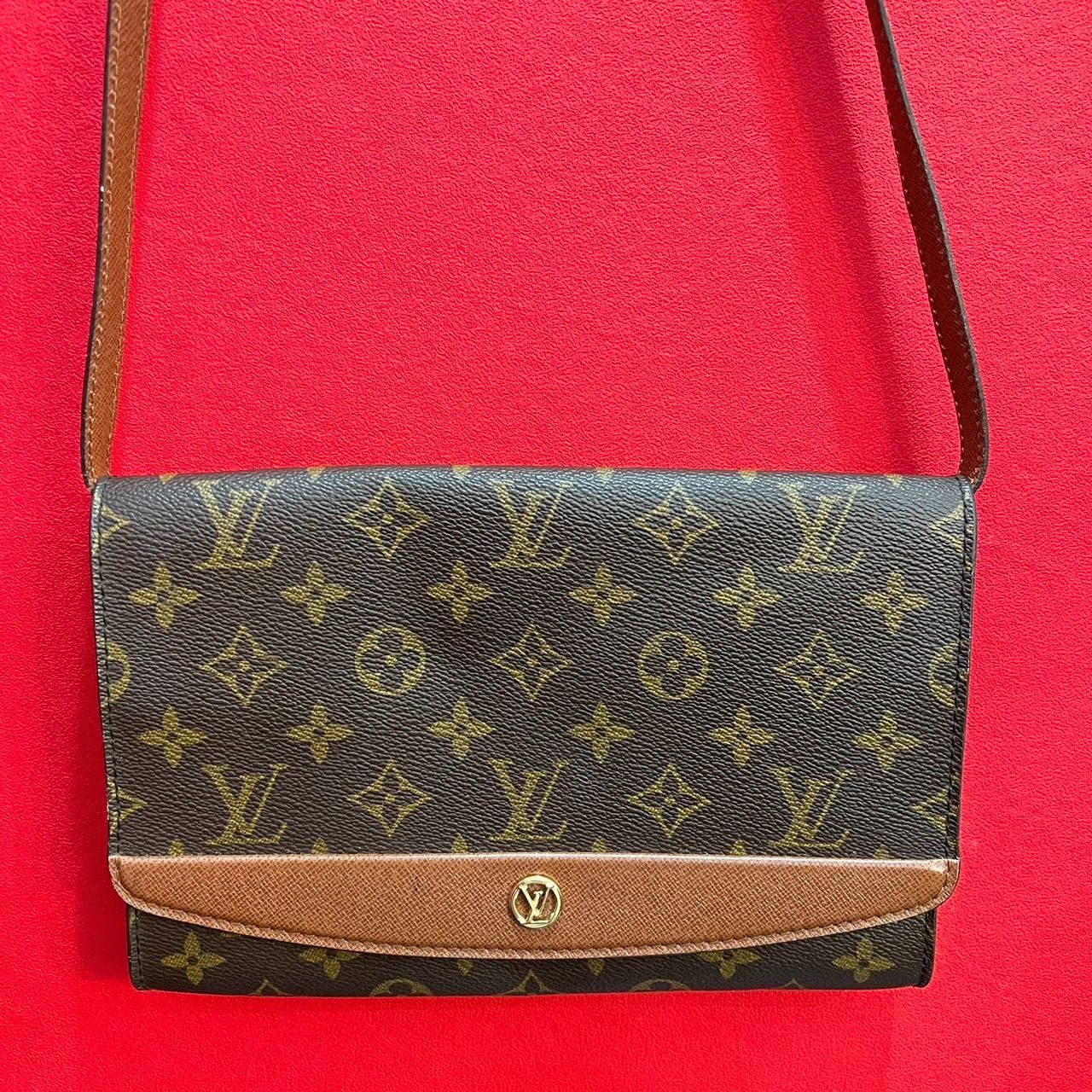 ☆LOUIS VUITTON ルイ ヴィトン モノグラム ショルダーバッグ クラッチバッグ セカンドバッグ 斜め掛け　ブラウン　茶色系　PVCレザー　 ボルドー２４　シリアルナンバー有　ゴールド金具　フランス製　2way ショルダー取り外し可能