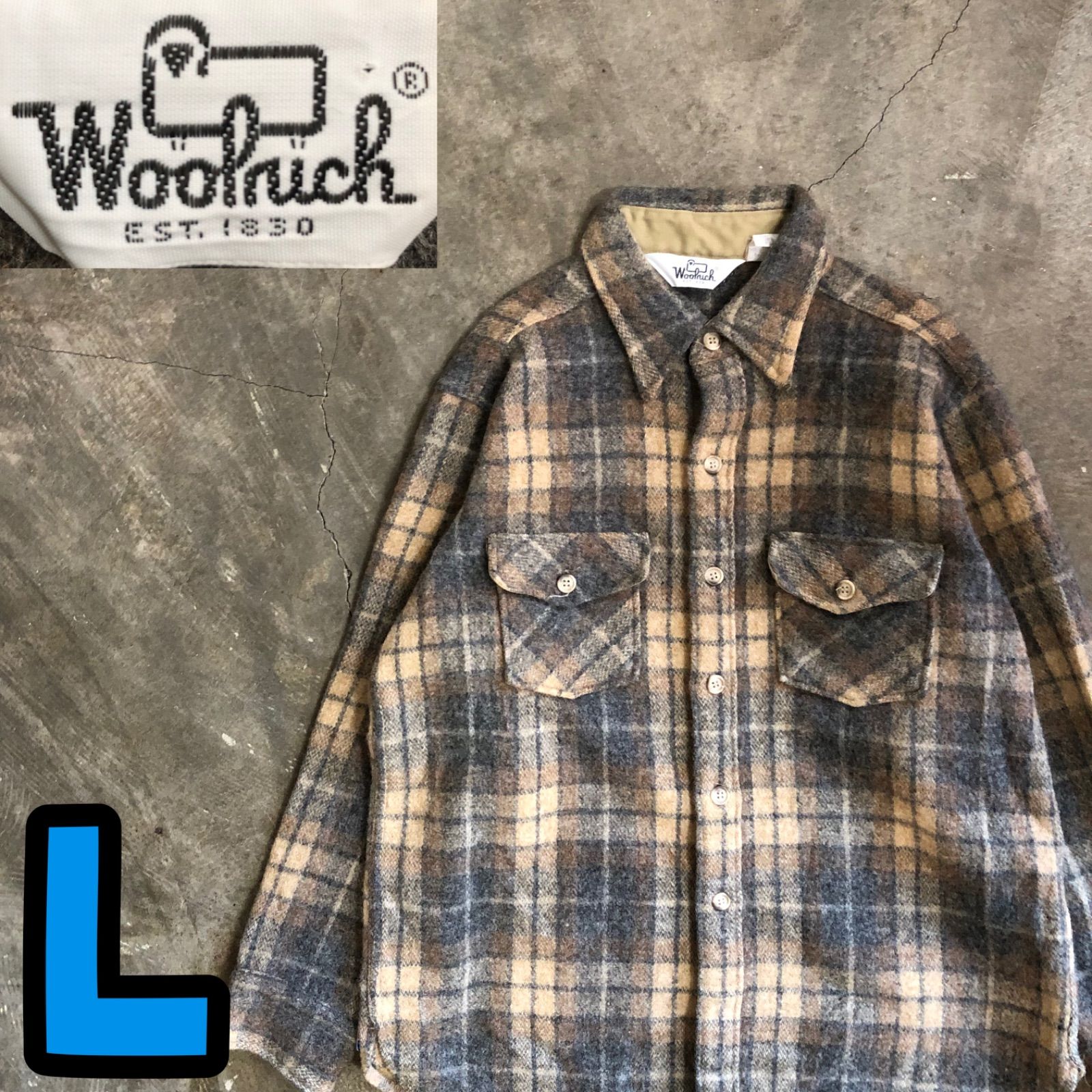 T6405 WoolRich ウールシャツ チェック 70 s 古着