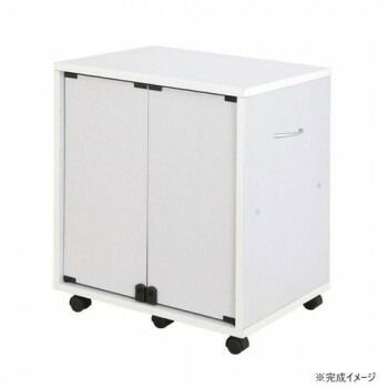 同人誌 押し入れ収納ワゴン 両面扉タイプ ホワイトグレー DSW-T60W
