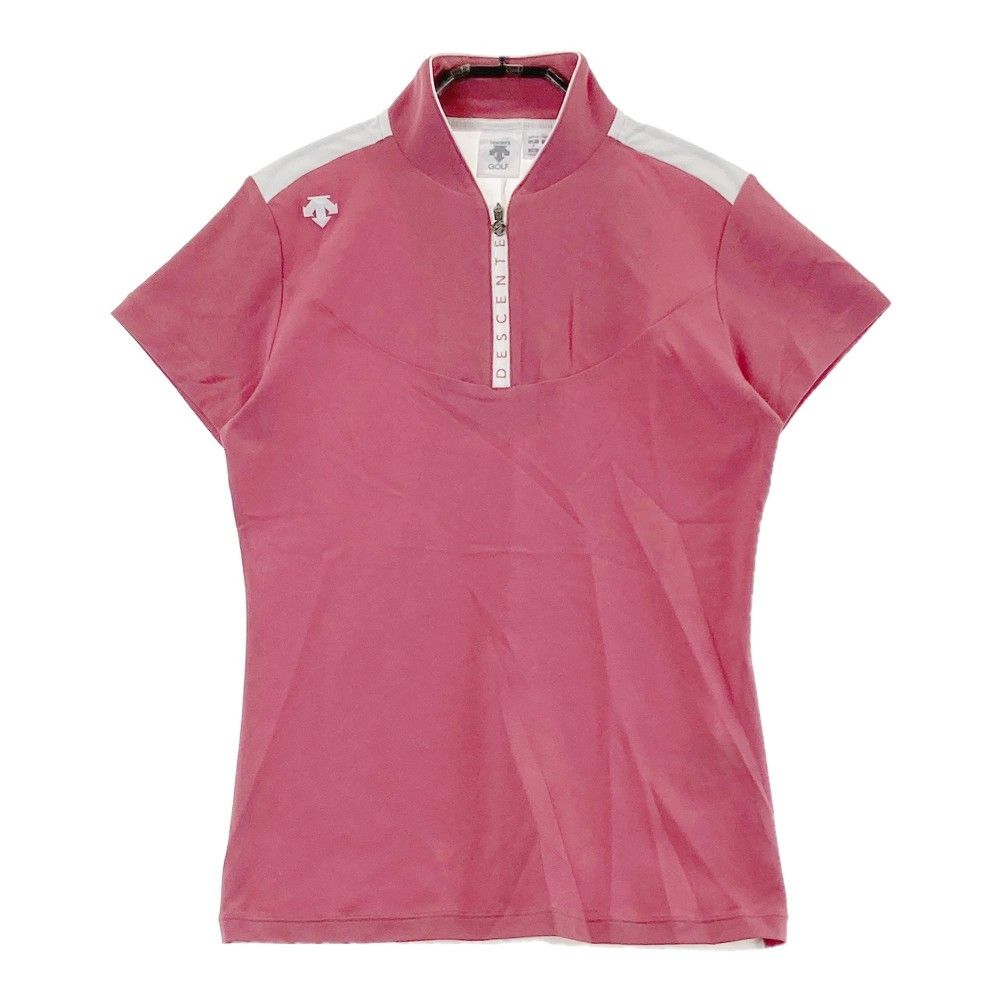 サイズ：S DESCENTE GOLF デサントゴルフ  ハーフジップ半袖Tシャツ  ピンク系 [240101423424] ゴルフウェア レディース ストスト サイズ：S DESCENTE GOLF デサントゴルフ ハーフジップ半袖T
