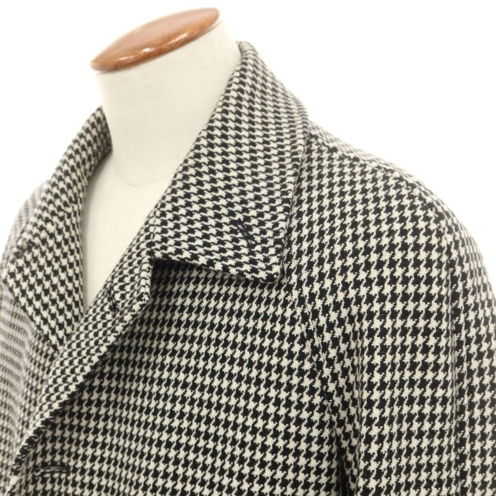 パルト PALTO ツイードウール ハウンドトゥース柄 ステン コート ブラックxホワイト サイズ48 メンズ