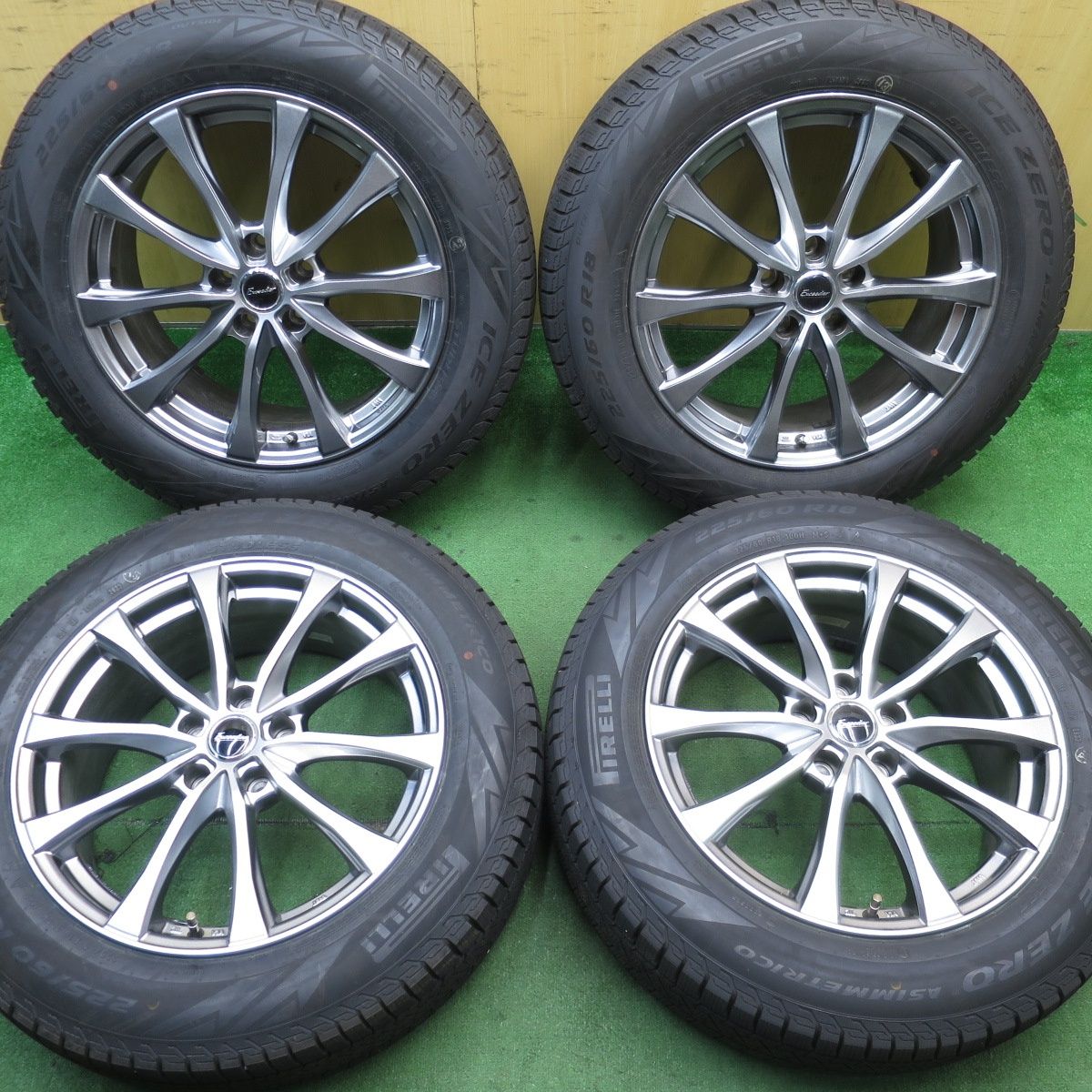 バリ溝 23年 キレイ 9.5分以上 スタッドレス 225|60R18 ピレリ アイスゼロ アシンメトリコ Exceeder エクシーダー 18インチ PCD114.3|5H 5052104NJス