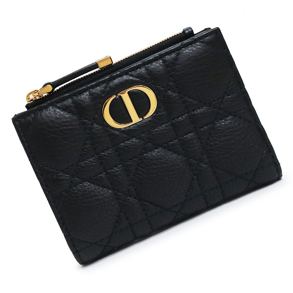 ChristianDior 折りたたみ財布箱付き 新品‼️ディオール黒二つ折り財布箱付き