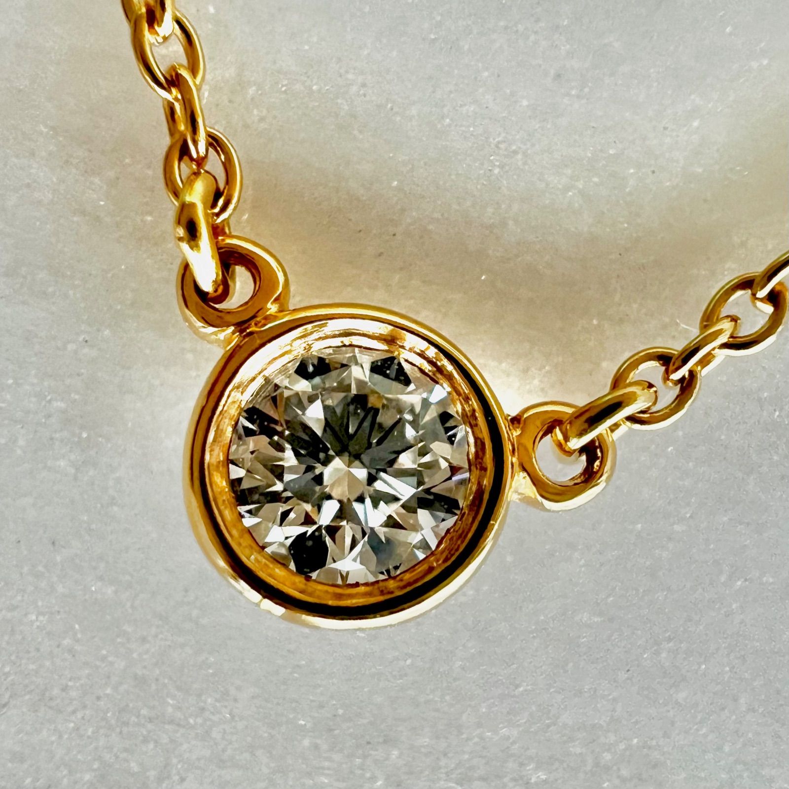 Tiffany ティファニー ダイヤモンド バイザヤード ネックレス 750（YG）K18 直径約4.4mm 1.9g エルサ・ペレッティ