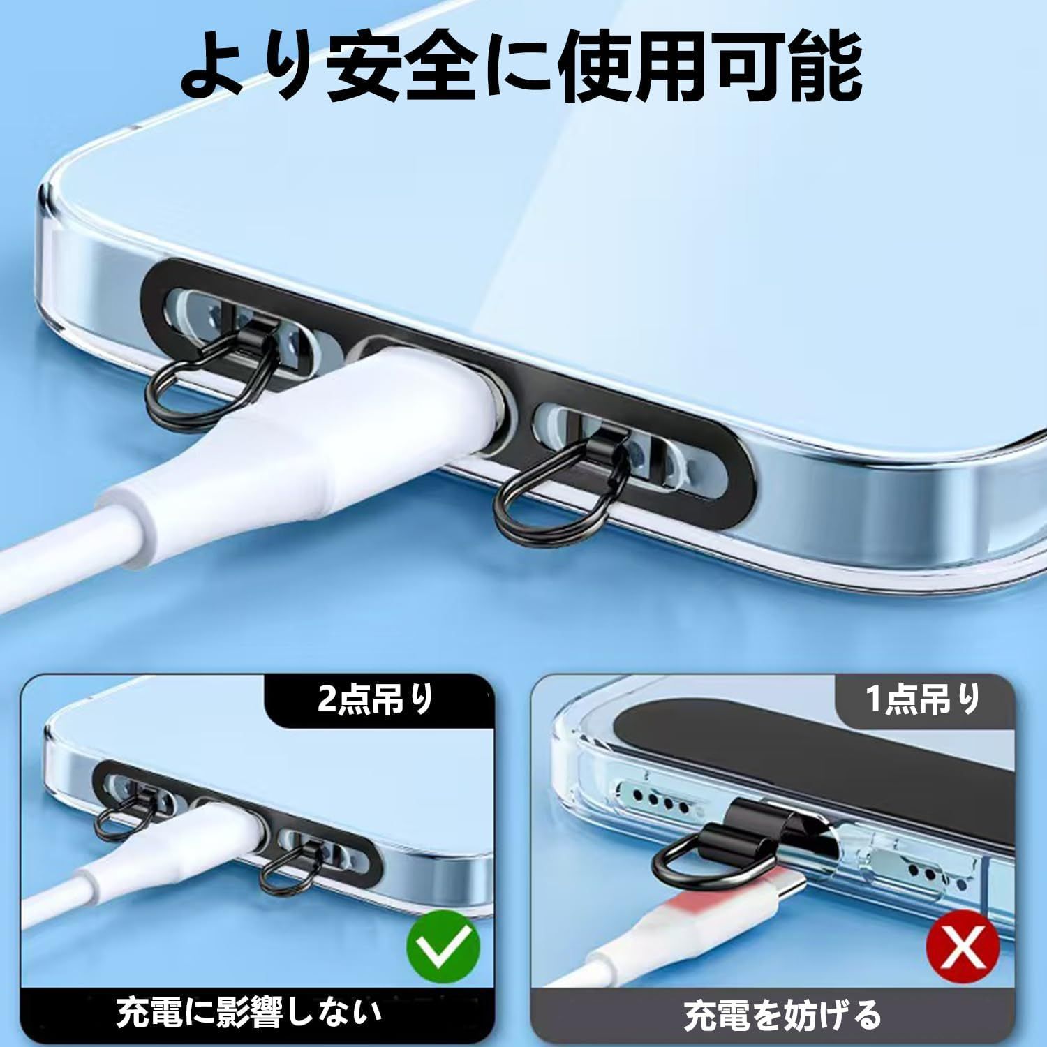 スマホ ストラップホルダー 【極薄0.4mm・2口 ダブルリング