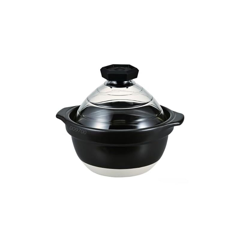 HARIO ハリオ フタがガラスのご飯釜2~3合 中が見える 耐熱ガラス 陶器 GNR-200-B-W