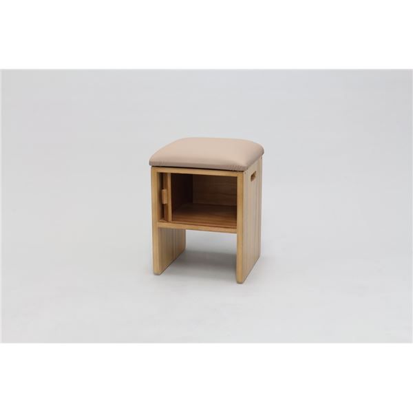 ジャバラ扉のスツールボックス ブラウン