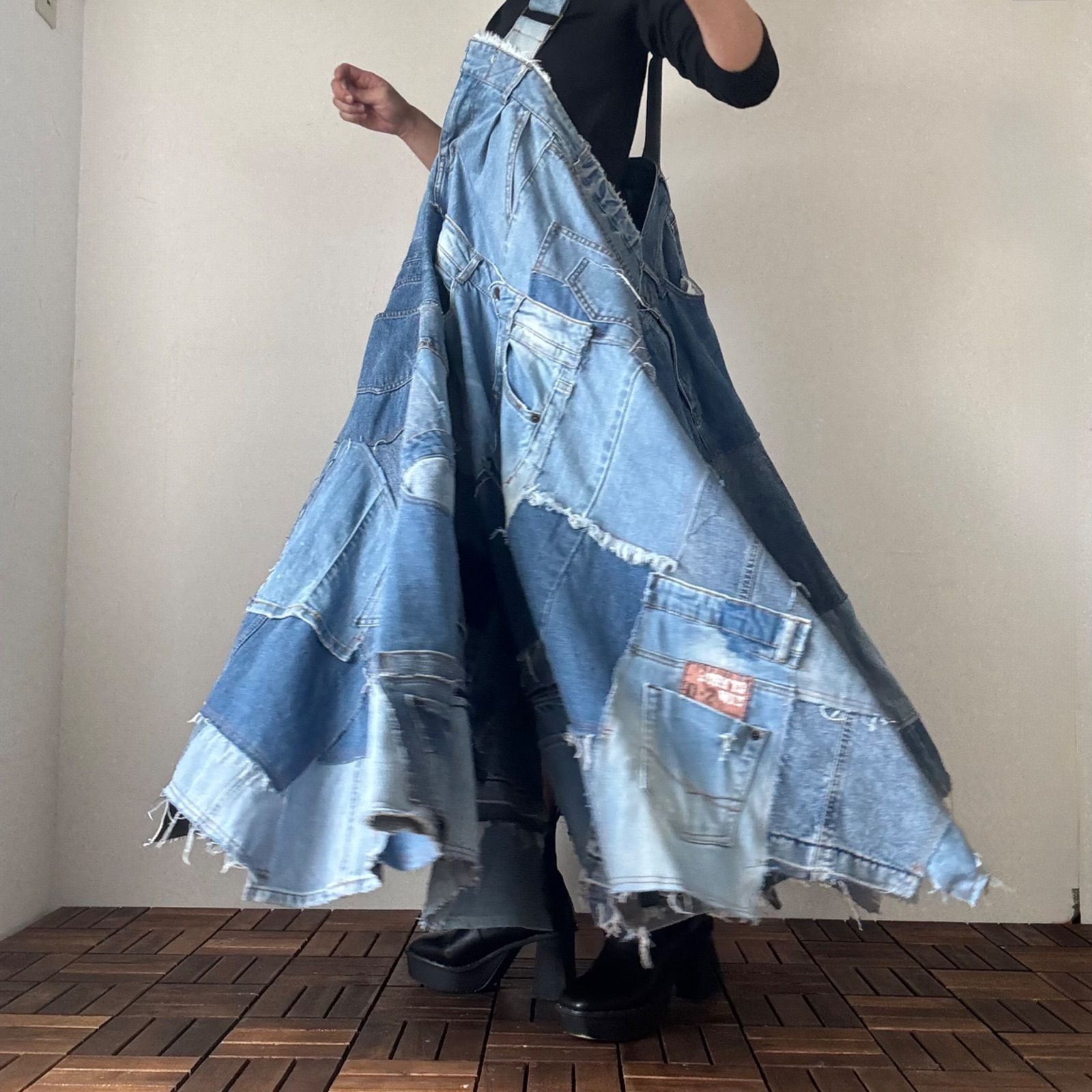 ジャンパースカート リメイクデニム