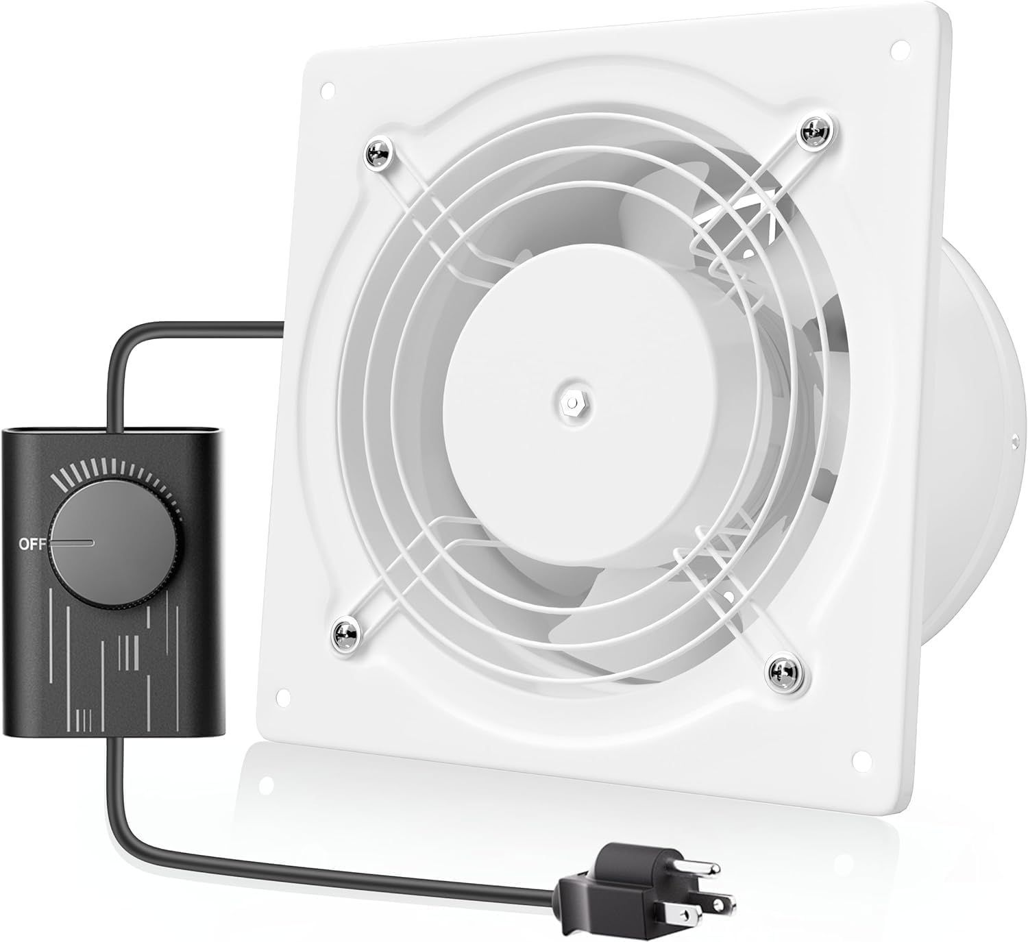 Okryain 強化型換気扇 150mm 壁付け換気扇 家庭用工業換気扇 風量調整 ダクトファン 業務用換気扇 100-120V対応 ダクト用換気扇 倉庫|トイレ|キッチン換気排気用 150mm-白
