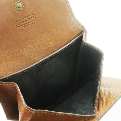 COACH 本革 コインケース ブラウン 新品☆COACH(コーチ)ブラウン シグネチャー レザー コインケース