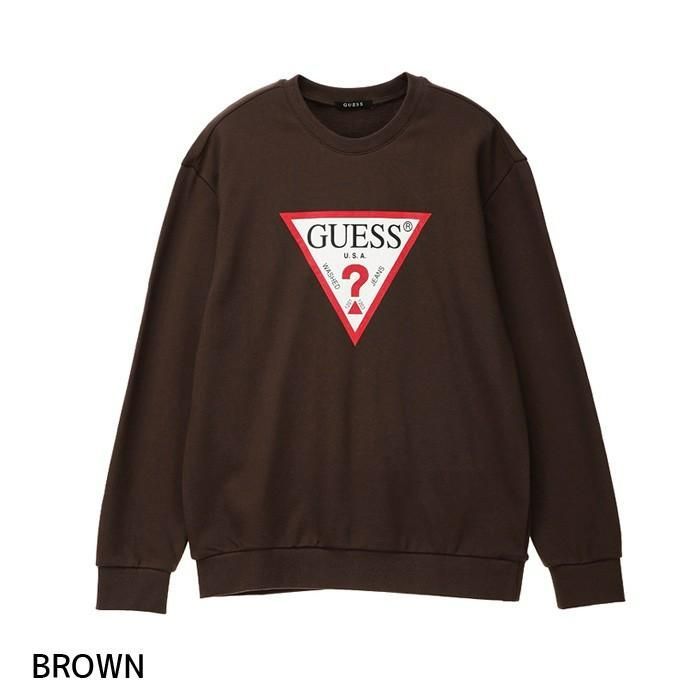 GUESS ゲス スウェットトレーナー レディース メンズ 男女兼用 ロゴ アメカジ ユニセックス ブランド レッド ブラウン MJ3K8465K GUESS ゲス スウェットトレーナー レディース メンズ 男女兼用