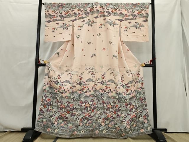 平和屋着物＊夏物　訪問着　絽　雪輪　暈し染め　黒地　正絹　逸品　AABA2490np 平和屋着物＊夏物 訪問着 絽 雪輪 暈し染め 黒地 正絹 逸品 AABA2490np