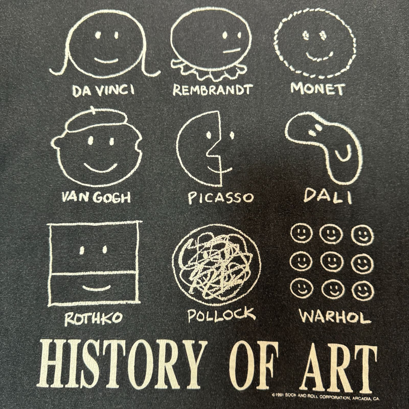 90s HISTORY OF ART アートプリントTシャツ Lサイズ スマイル アート 