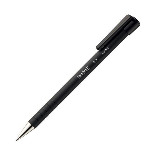 (まとめ) TANOSEE ノック式油性ボールペンラバー軸 0.7mm 黒 1セ