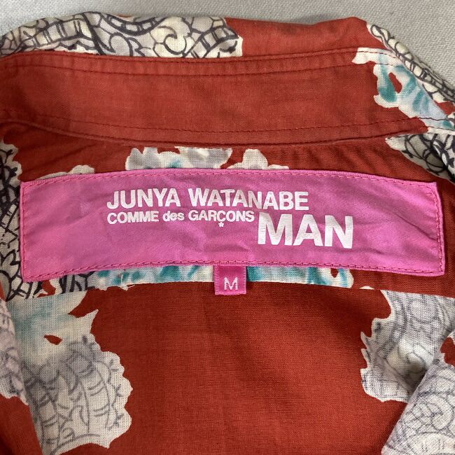  JUNYA COMME des GARCONS MAN 柄ブラウス 長袖 ブラウス コットン レギュラー 花柄 エポーレット AD 2003 UM-B 023 古着 その他 トップス