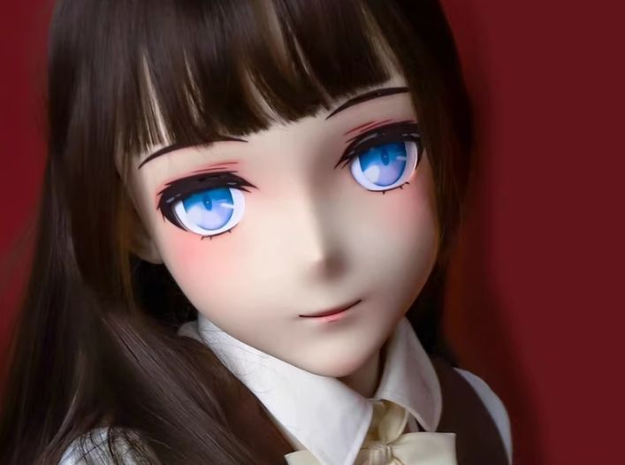 全頭マスク ファスナー付き NO.496 ドール ヘッドロリータ人形 コスプレ 変身 仮装 着ぐるみ kigurumi 二次元