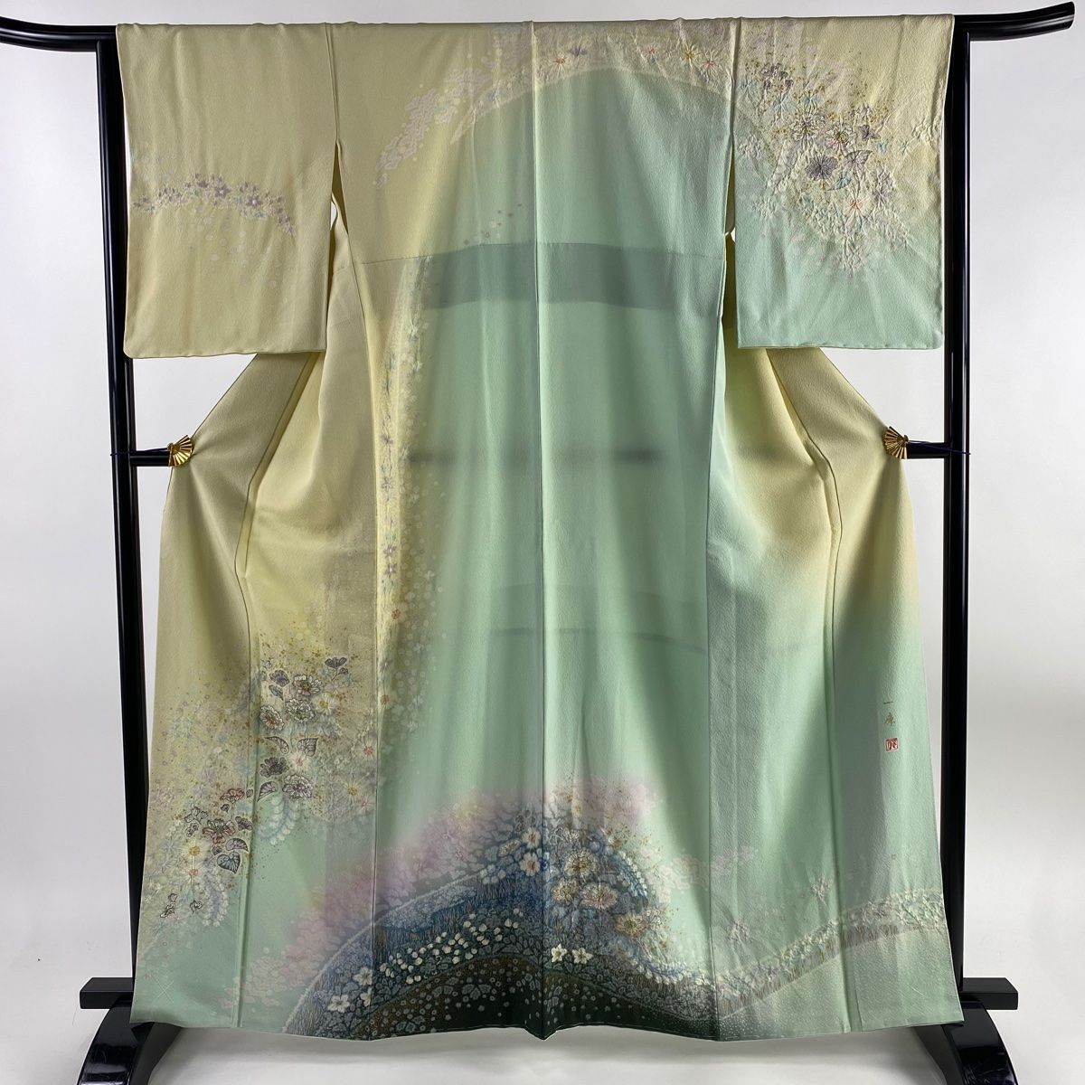 訪問着 中古 正絹 袷 落款 辻が花 身丈163cm L A889-2（訪問着