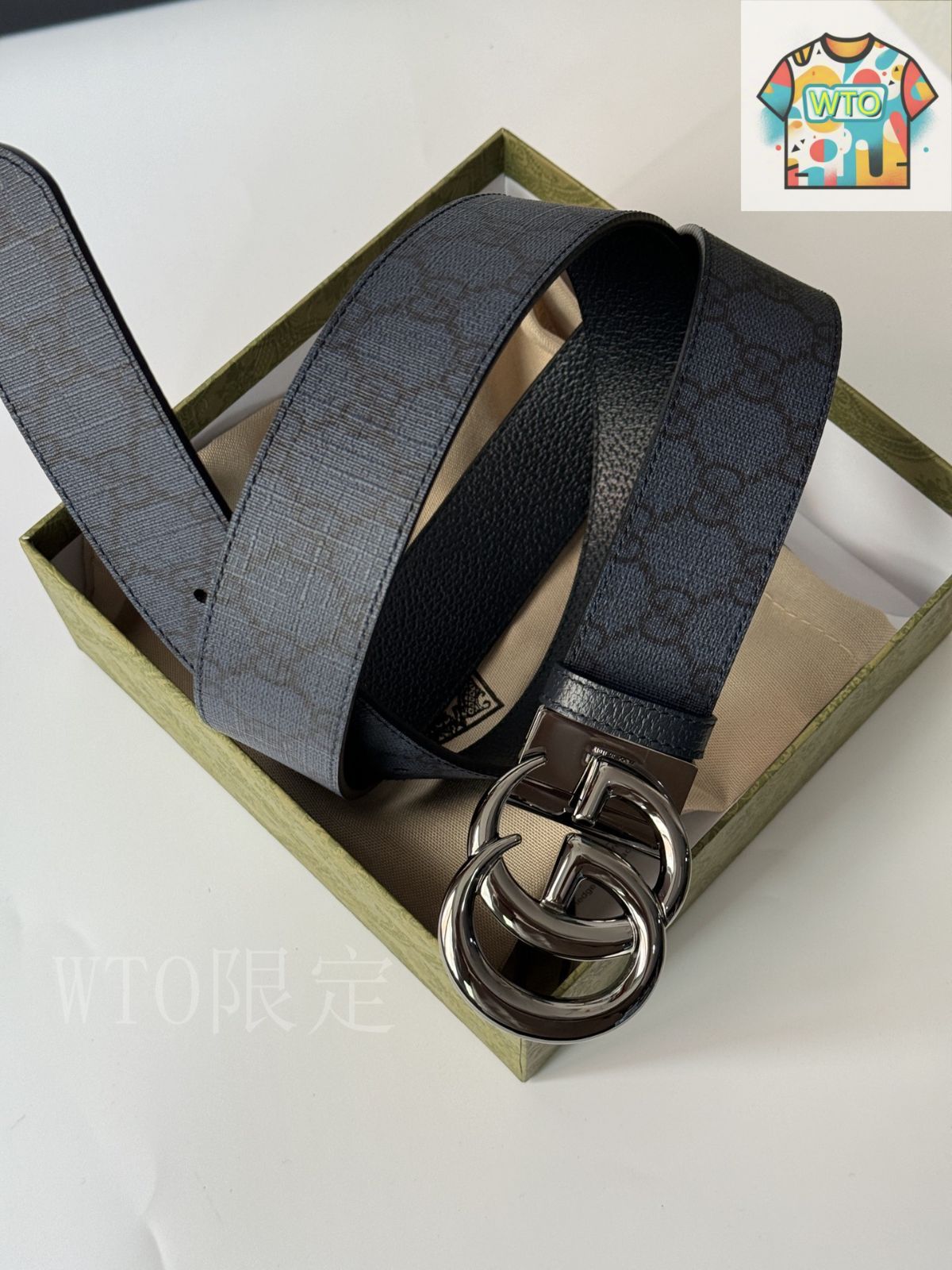 今日WTO】Gucci グッチ ダブル G レトロ回転バックル ベルト-1