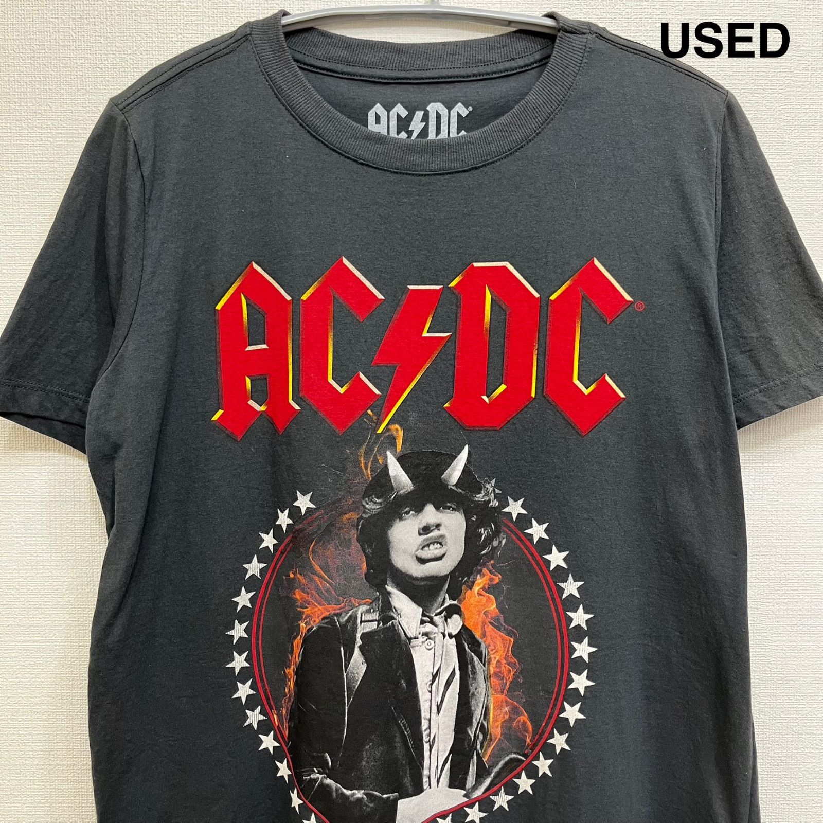 メンズ ブラック M AC/DC バンT ロック USA古着 半袖 Tシャツ