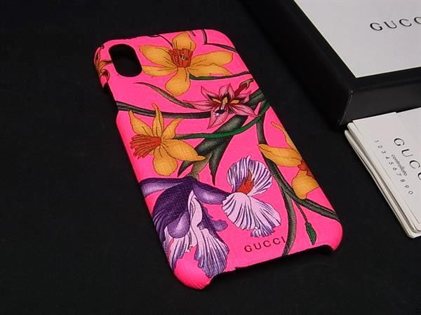 新品未使用GUCCI グッチ 550800 PVC フラワー iPhone XS Max 対応 アイフォンケース スマホケース レディース ピンク系 AX0233 