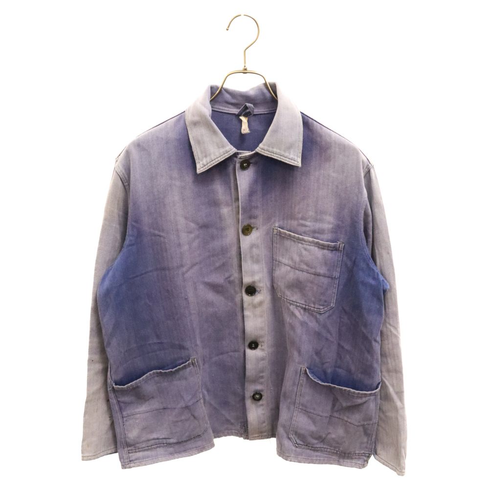 VINTAGE (ヴィンテージ) 60-70S Reine BAUMWOLLE SANFOR Euro Work ピュアコットン ユーロワーク ヘリンボーンカバーオール HBTツイル ジャケット ネイビー