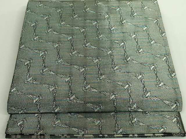 平和屋着物□極上 染色作家 斉藤三才 両面 六通柄袋帯 横段文 三才鳥