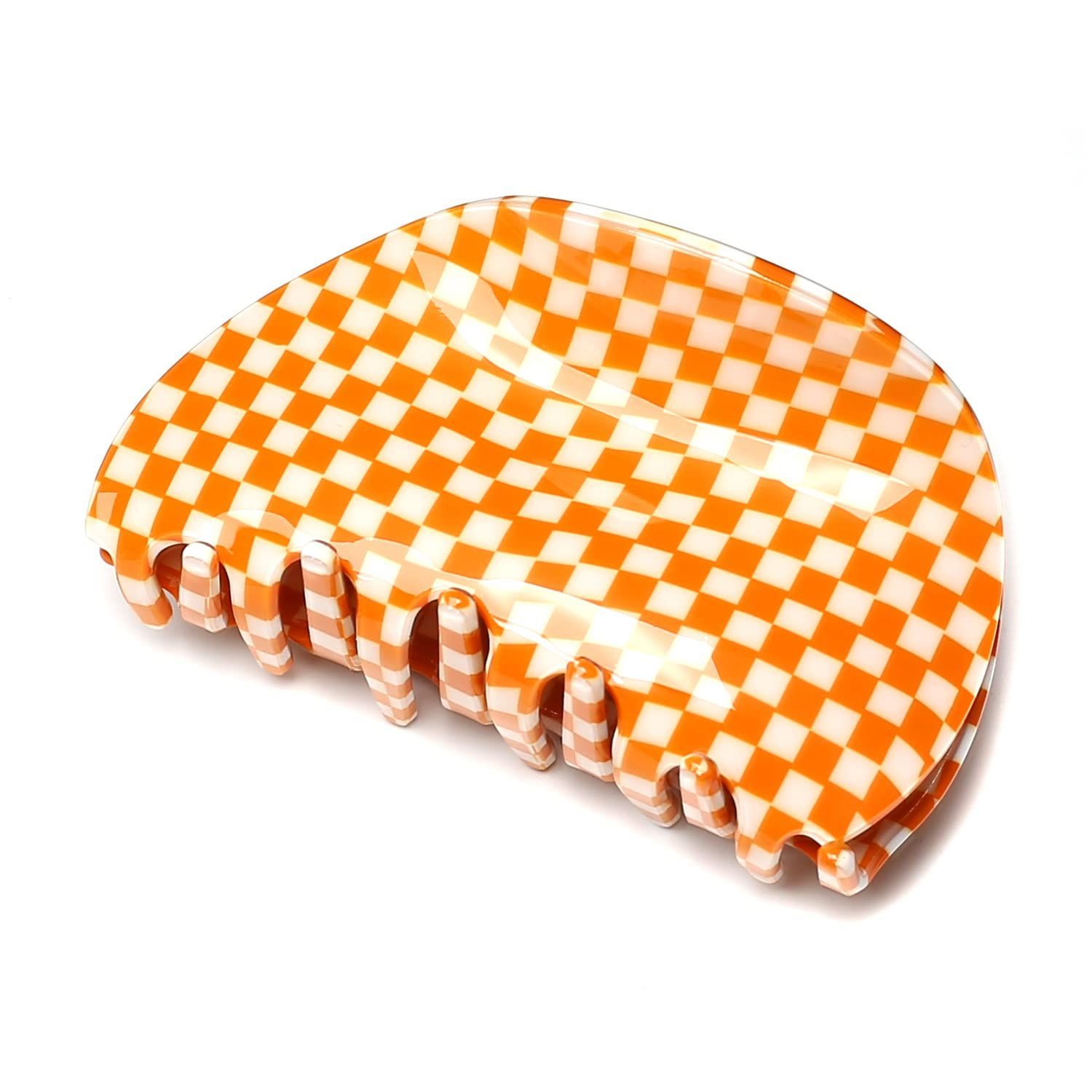 オレンジ ヘアクリップ クリップ バンスクリップ 髪留め ヘアアクセサリ チェッカー レディース 中くらい 韓国 QinGoo 1本 7 8 cm 4 cmOrange