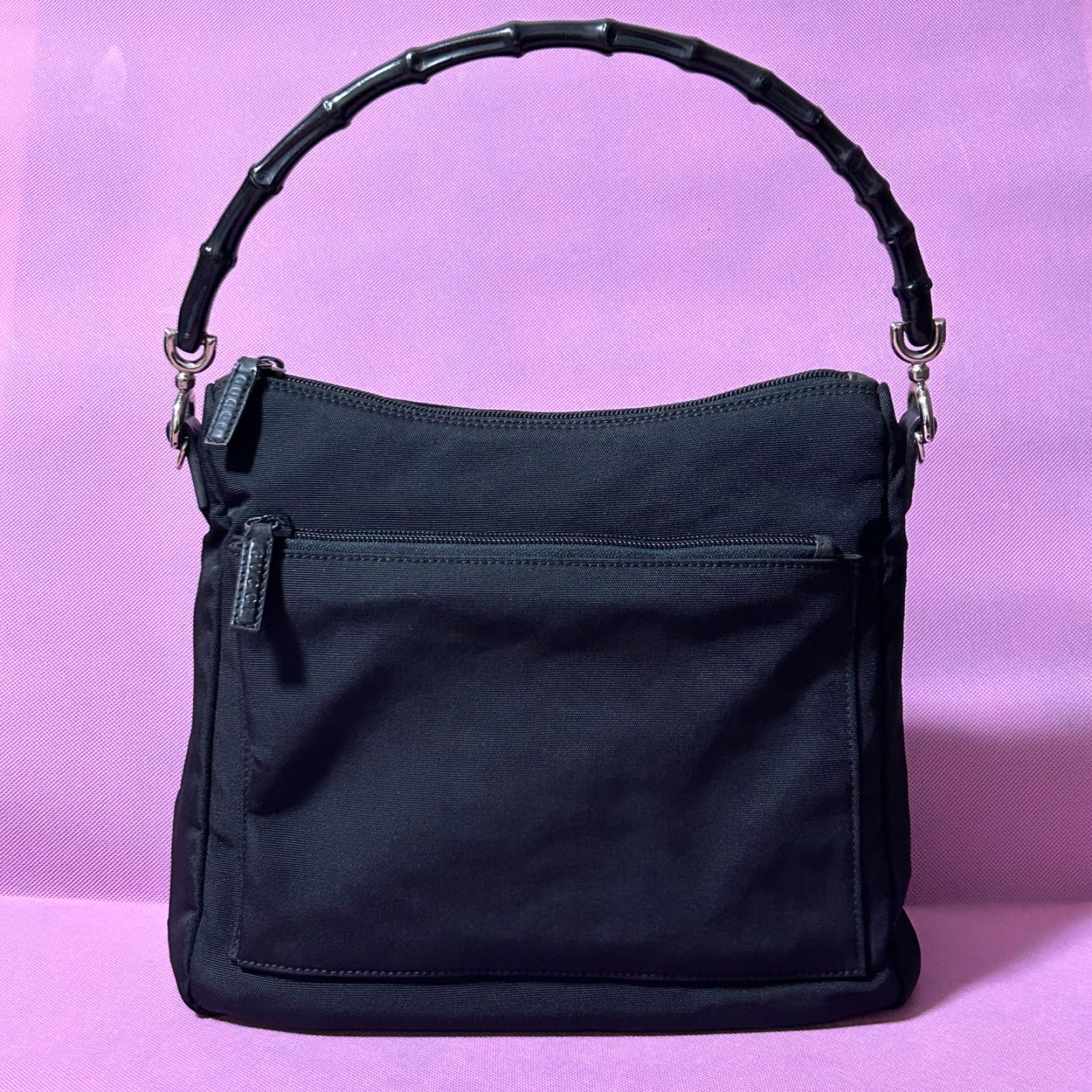 グッチ Gucci ナイロン ショルダーバッグ ハンドバッグ バンブー