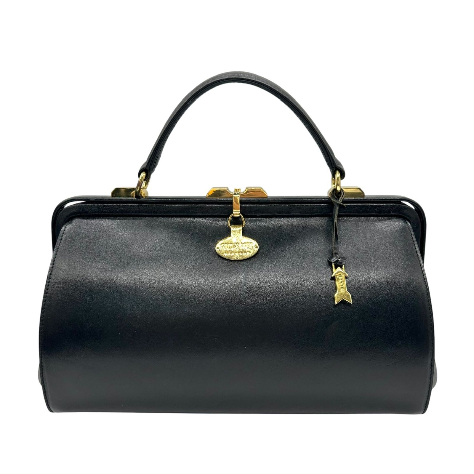 GOLD PFEIL ハンドバッグ がま口 ダレス レザー ブラック 1355 GOLD PFEIL ハンドバッグ がま口 ダレス レザー ブラック 1355