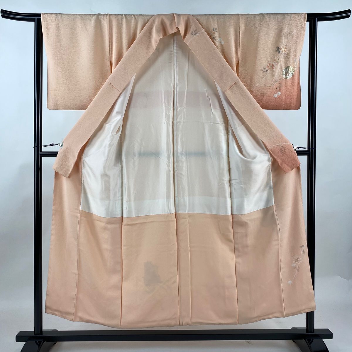訪問着 身丈152cm 裄丈61.5cm S 袷 滝泰 落款 御所車 枝花 金銀