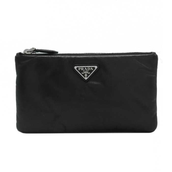 プラダ ポーチ PRADA ナッパソフトレザー ダブル ポーチ 1MB259 2DYI F0002 NAPPA SOFT NERO アウトレット レディース