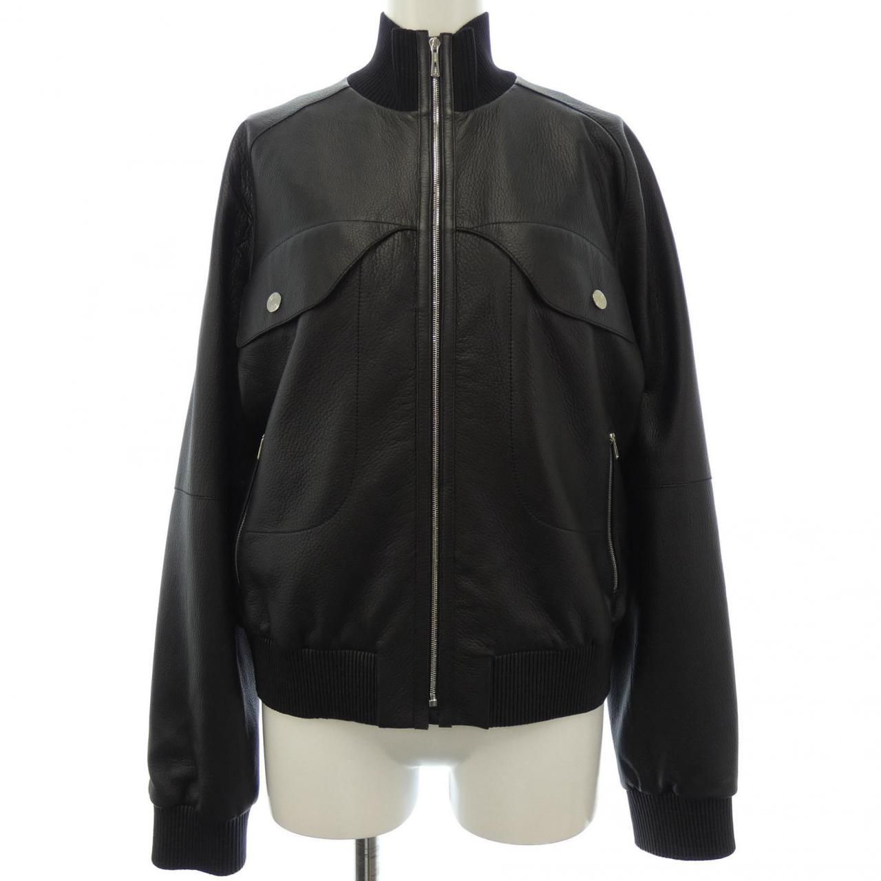 HERMES◇ディアスキン/キルティングシングルライダース/レザー  