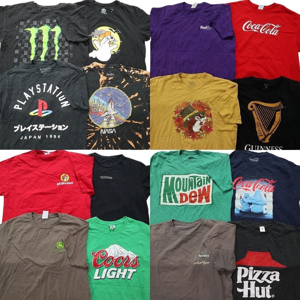 古着卸 有名企業 半袖Tシャツ 16枚セット メンズ L バッキーズ コカ コーラ プレイステーション 古着 NA0777
