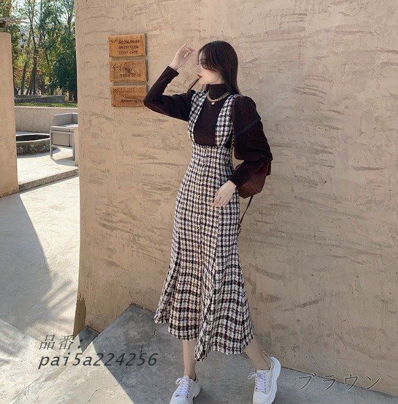 スカートロング切替韓国ファッ