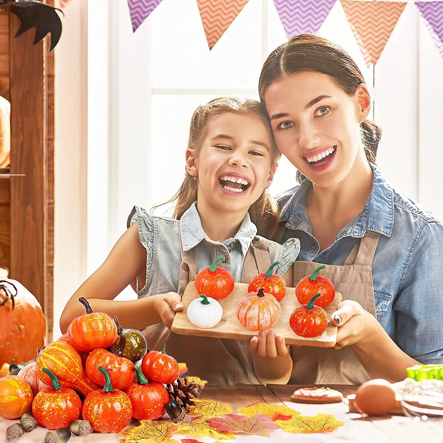 飾りセット かぼちゃ ハロウィン 偽南瓜 紅葉 どんぐり 松ぼっくり 南瓜飾りセット】ハロウィン 組み合わせ 感謝祭/ハロウィーン/クリスマス/パーティー/季節飾り 置物 写真小道具 可愛いかぼちゃ 86PCS ハロウィンパーティー 撮影装飾用 屋外 店舗 部