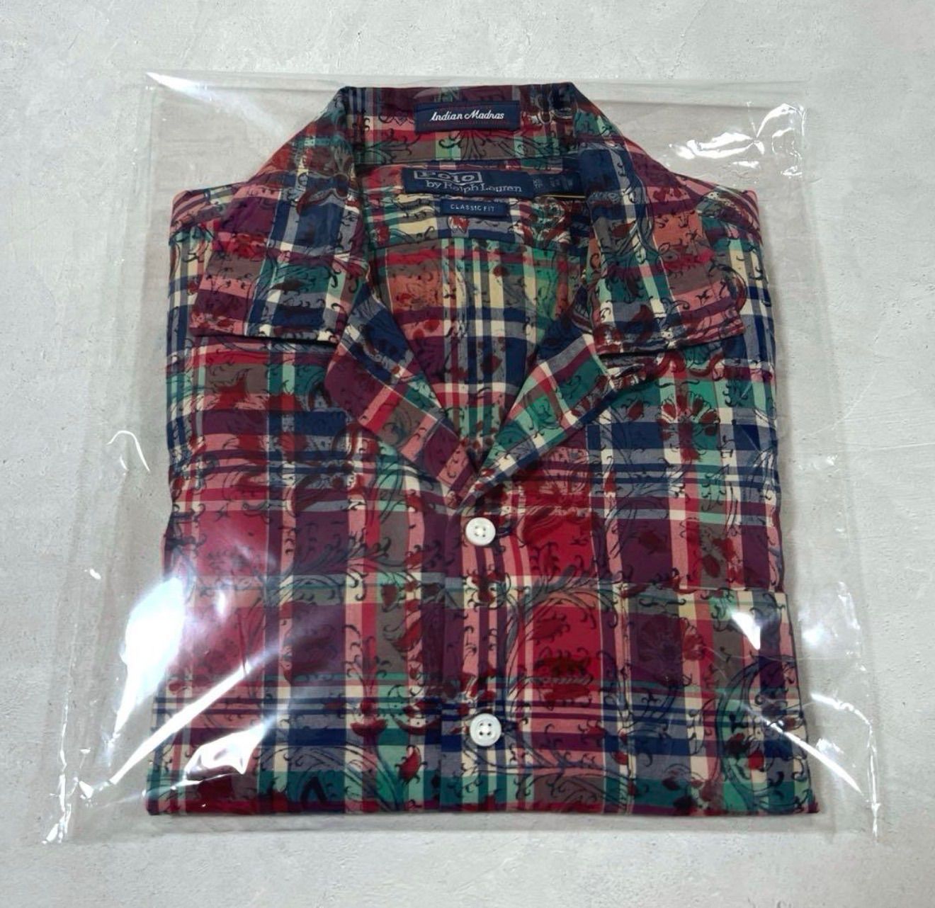 22SS POLO RALPH LAUREN MADRAS OPEN COLLAR S|S