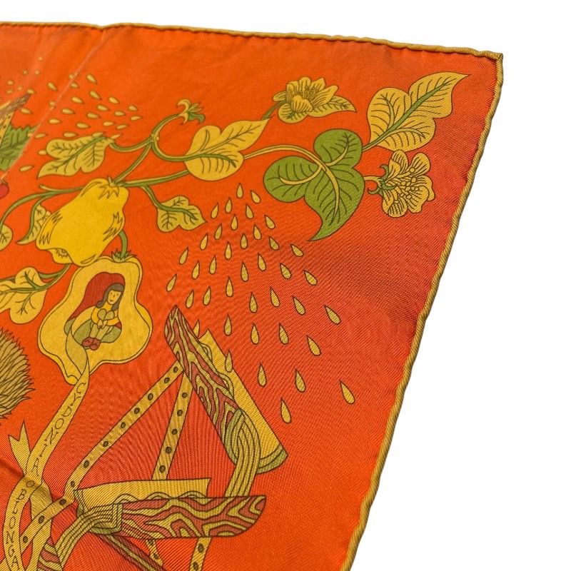 エルメス カレ90 SURTEINT オレンジ 正規品 エルメス HERMES カレ90 SURTEINT MIEL オレンジ シルク100