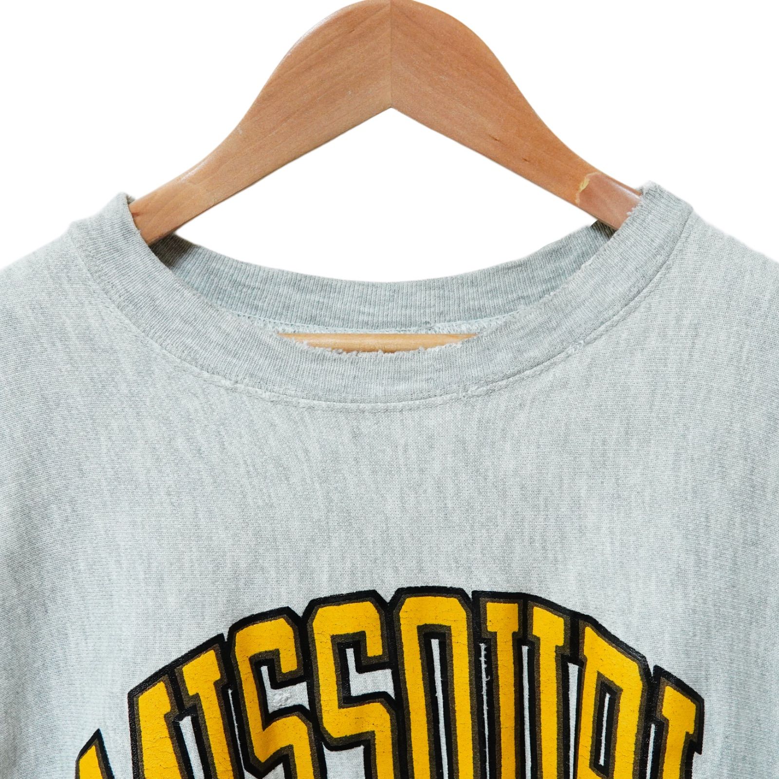 良好♪XL 80s USA製 チャンピオン トリコタグ フットボール Tシャツ 白