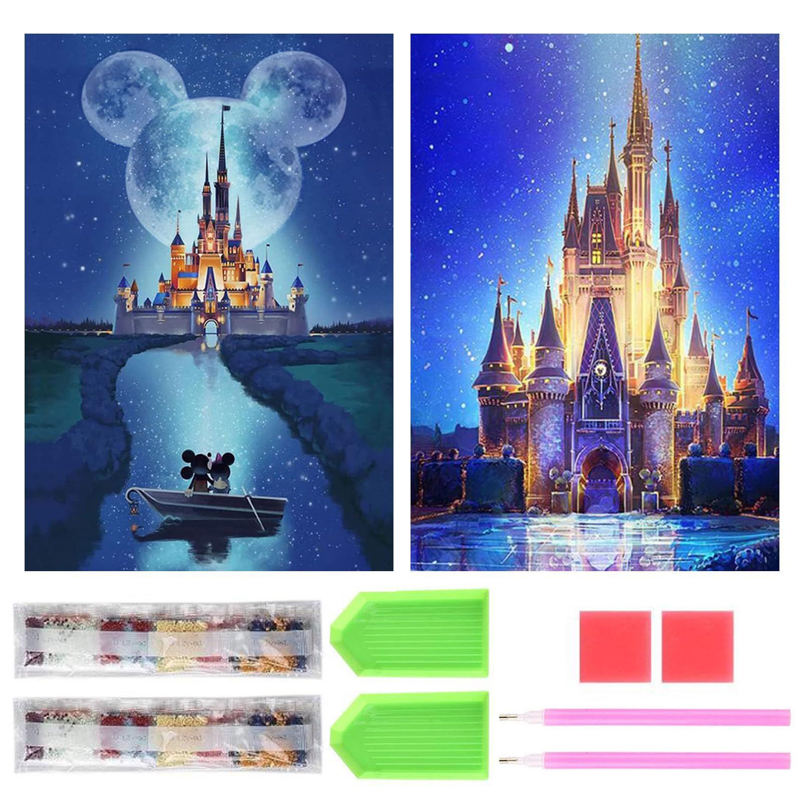 【新着商品】2個セット 城 キャッスル ダイヤモンドの絵画 きれい 全面貼り付け キット ダイヤモンドアート 5D 初心者 ダイヤモンドアート 大人の子供 DIY 手芸キット サムコス 家の壁の装飾 