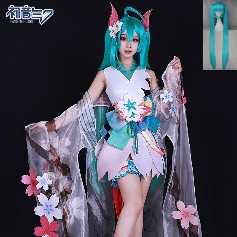 初音ミク 陰陽師 コスプレ衣装 ウイッグ付き コラボ 初音 桜ミクコスプレ衣装 アクセサリー付き cosplay 全セット 学園祭 文化祭 漫遊展 衣装 パーティー ハロウィンコスチューム クリスマス衣装