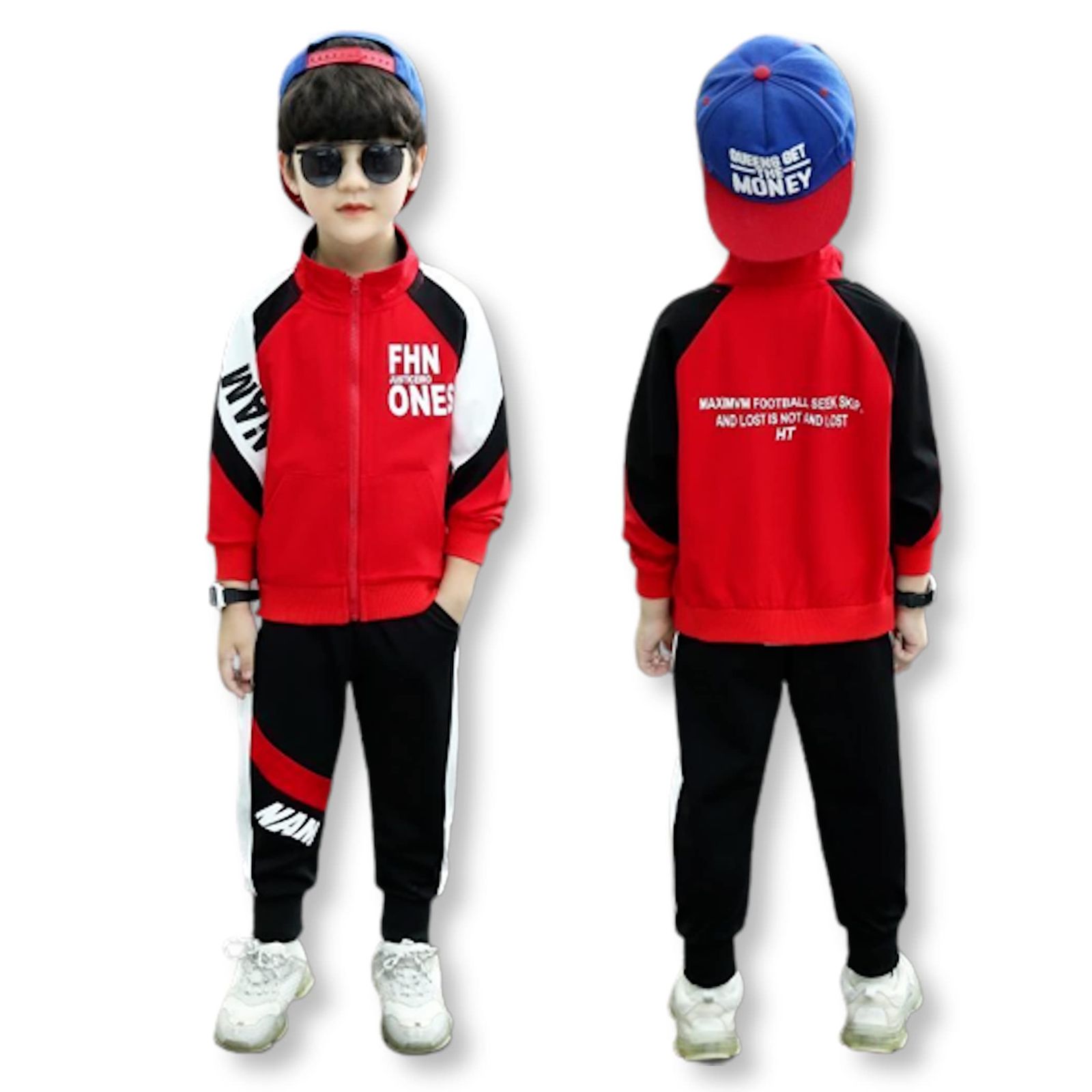 [Lezalic] キッズ ジャージ (レッド 150) 上下 セットアップ 男の子 スポーツ ダンス トレーニング ウェア 長袖 ボーイズ (レッド 150) [レッド（150）] [120]