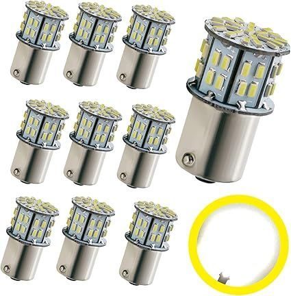 【在庫処分】NAKOBO 10個入り 高輝度 S25 シングル球 LED（P21W 1156 S25 G18 BA15S）ピン角180度 バックランプ 3014SMD 50連 ホワイト 6000K 12V-24V兼用 【ハイブリッド車対応】
