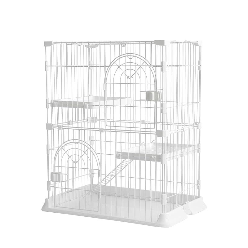 PETTOM 猫 ケージ キャットケージ ペットケージ 3段 大型 自由 猫ゲージ ホワイト2段 74 50 89cm 1