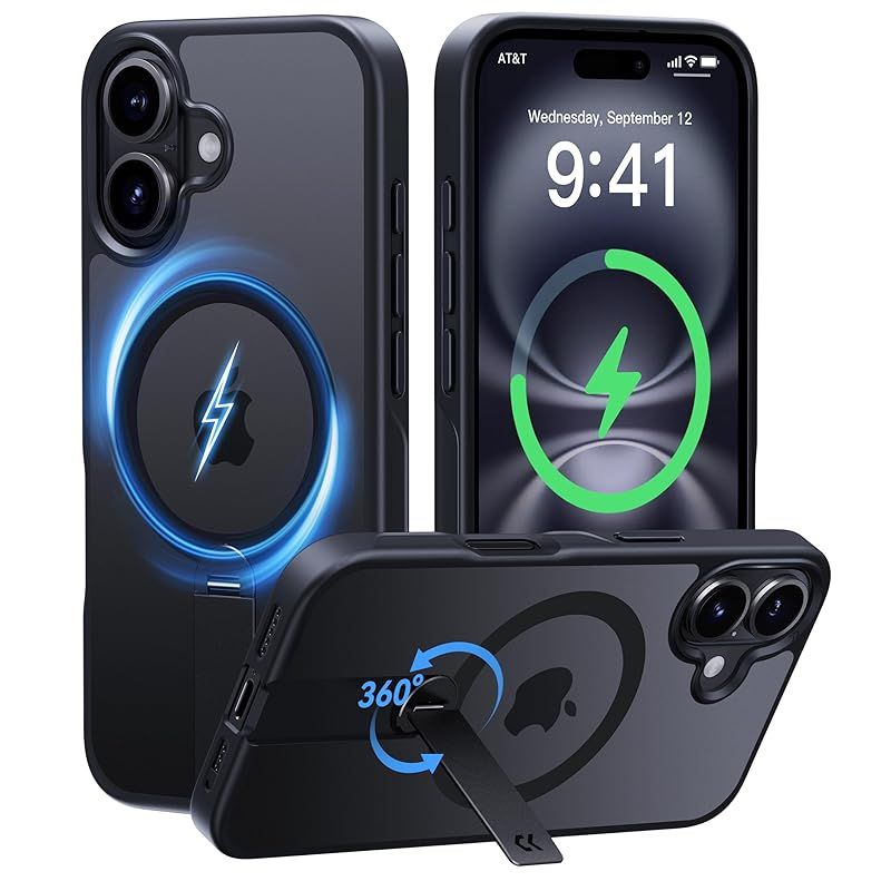 【新発想360回転！スマートアーム搭載！】CASEKOO iPhone16 用 ケース 超強力な磁力 縦横両対応 【MagSafeとスタンド併用】 マグネット搭載 米軍MIL規格耐衝撃 ワイヤレス充電対応 指紋防止 いphone16